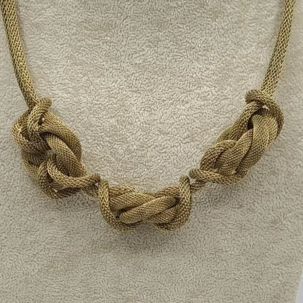 J Crew Gold Tone Mesh Knotted Necklace